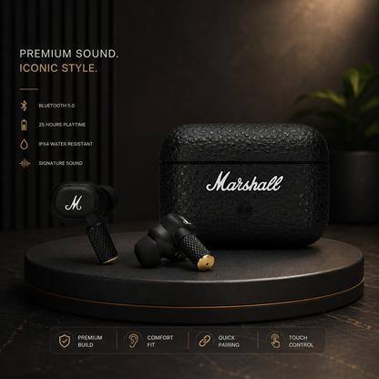Marshall Wireless Earbuds – HD Sound & Comfortable Fit