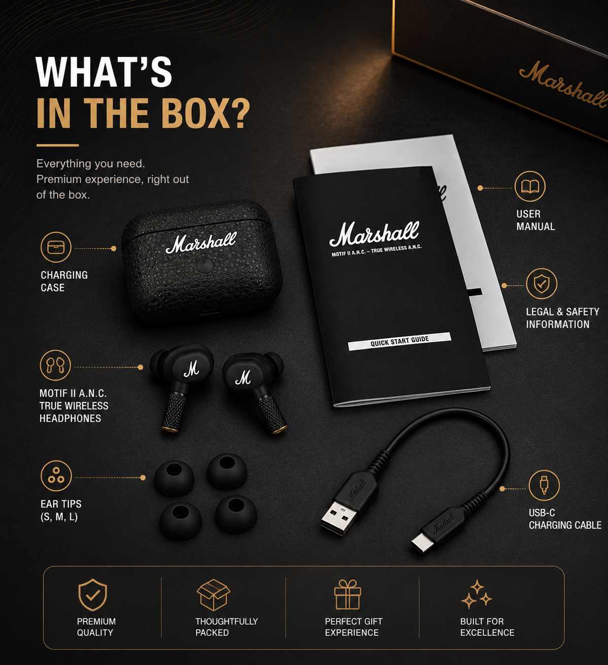 Marshall Wireless Earbuds – HD Sound & Comfortable Fit