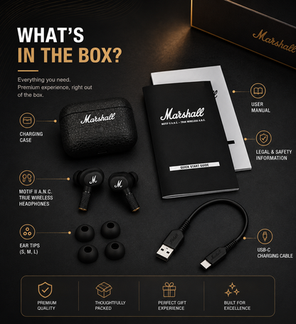 Marshall Wireless Earbuds – HD Sound & Comfortable Fit