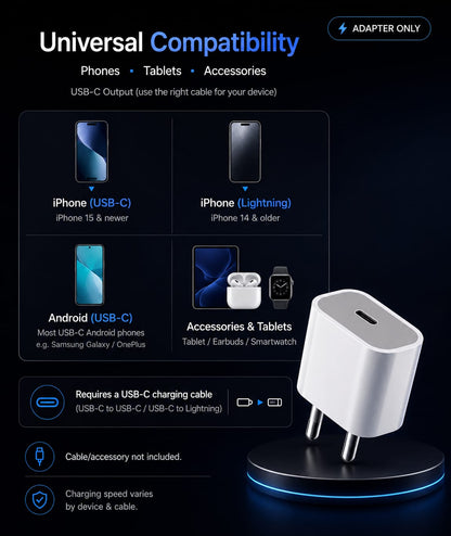 20W USB-C Fast Charging Adapter for iPhone