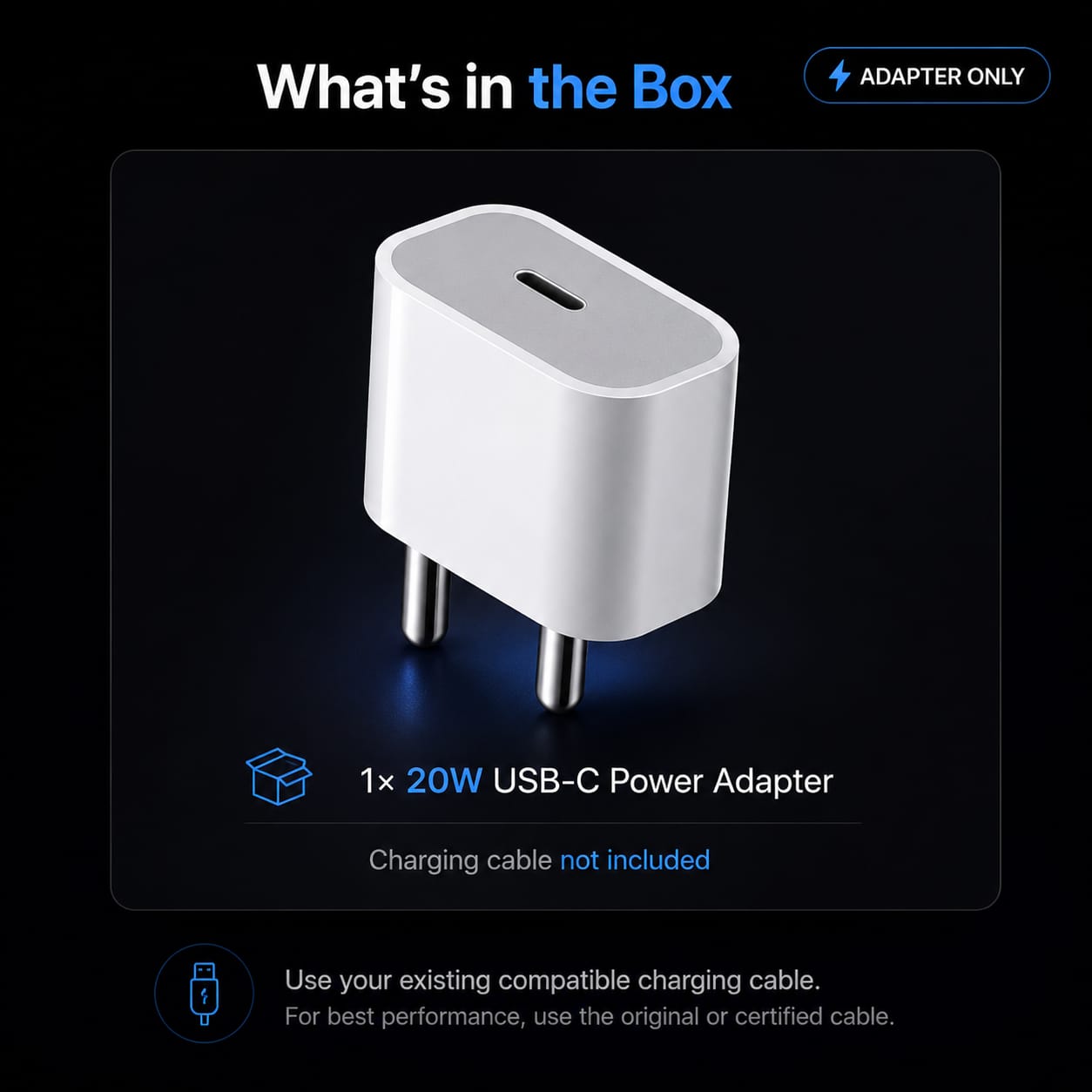 20W USB-C Fast Charging Adapter for iPhone