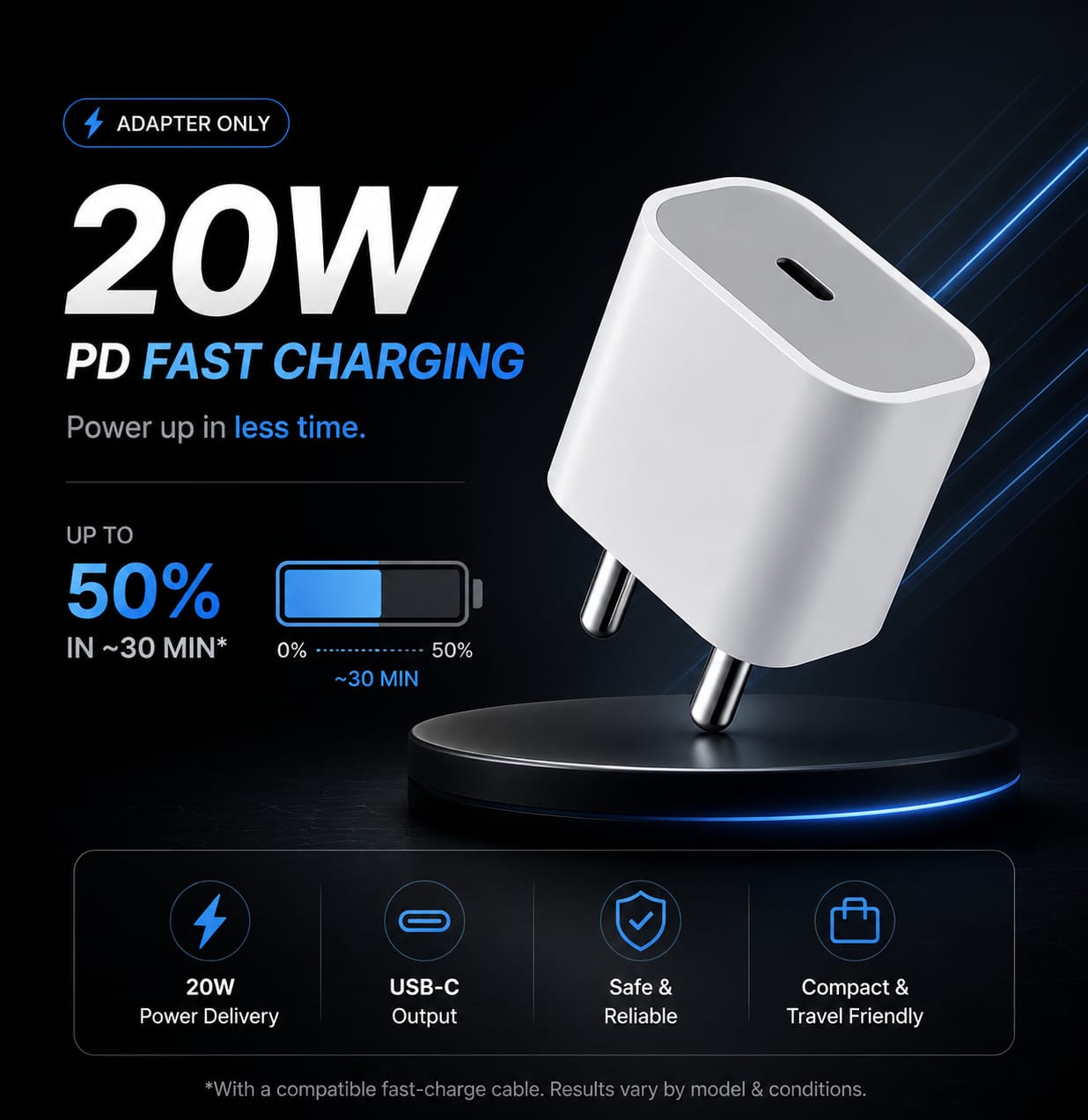 20W USB-C Fast Charging Adapter for iPhone