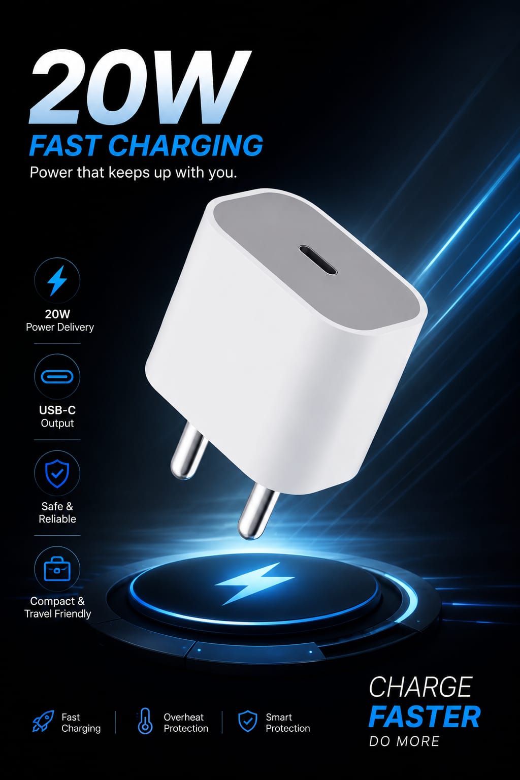 20W USB-C Fast Charging Adapter for iPhone