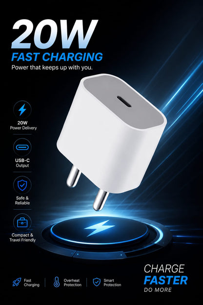 20W USB-C Fast Charging Adapter for iPhone